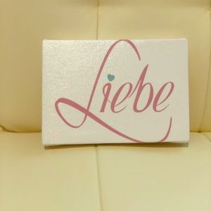 5x7” canvas with “Love” in German
